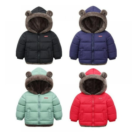 

Little Boys Girls Puffer Jacket Hooded Fleece Lining Elastic Cuffs Outerwear Down Coat Red 4-5T