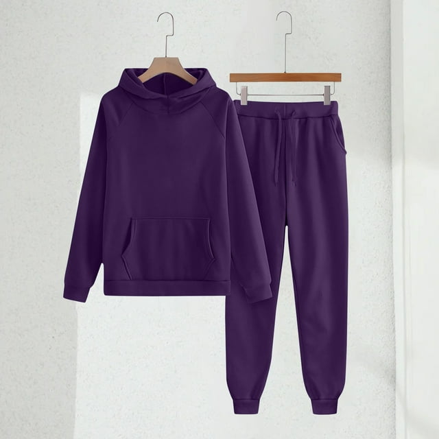 XIMIN Kid Girls 2 Piece Outfits Lounge Hoodie Sweatsuit Sets Oversized Solid Color Tracksuit Hoodie Sweatshirt Baggy Fall Comfy Sweatpants with Pockets Lounge Set