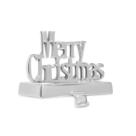 Christmas Stockings Holders Mantle BIRDROCK HOME Merry Christmas Stocking Holder - Holiday Greetings Mantle Fireplace Topper - Decorative Christmas Stocking Holder - Stainless Steel ()