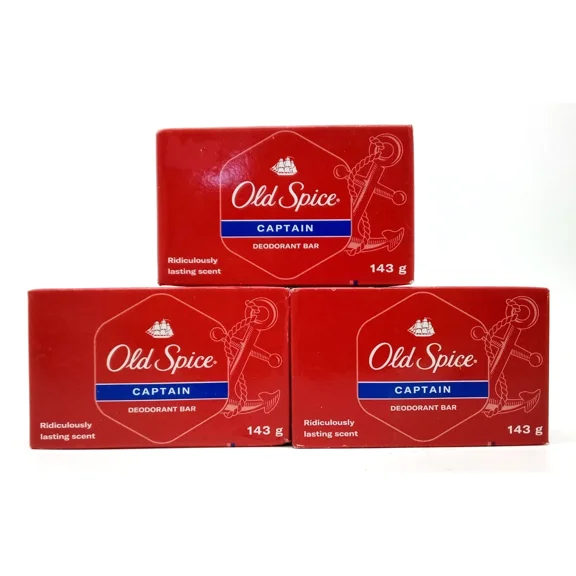 3-PACK Old Spice Captain Deodorant Soap Bars 5 oz (143 gr)