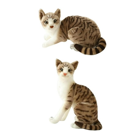 LeeQinersw 2x Simulation Siamese Cats Animal Plush Padded Stuffed for Christmas Gifts