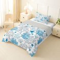 thumbnail image 2 of Castle Fairy Minimal Line Coral Shell Tile Twin Comforter Sets 2pcs,Blue Starfish Monochrome Seamless Print Bedding Set,Navy White,Grey Reversible,1 Comforter and 1 Pillowcase, 2 of 6