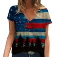 thumbnail image 1 of Moda para mujer Tops Printe Casual Loose Fit Camisetas Blusa Estampado con cuello en V Camisa Pompotops hkajfhjk466090, 1 of 5