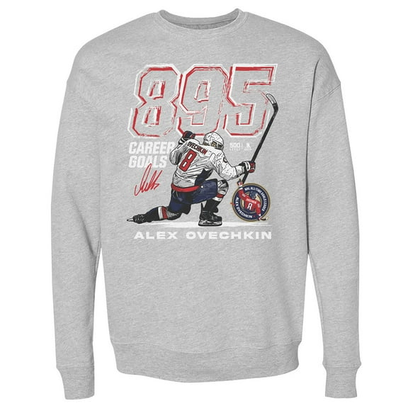 Men's 500 Level Alexander Ovechkin Heather Gray Washington Capitals NHL All-Time Leading Goal Scorer Grunge Pullover