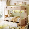thumbnail image 3 of Harper & Bright Designs Twin over Twin Castle Bunk Bed with Storage Drawers and Shelf, Wooden Twin Size Bunk Beds Frame with LED Light for Bedroom, White, 3 of 13