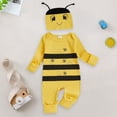 thumbnail image 2 of CAICJ98 Fall Winter Newborn Clothes Infant Baby Girl Bee Romper Long Sleeve Knit Jumpsuit with Hat Baby Coming Home Spring Outfit (Yellow,0-3 Months), 2 of 7