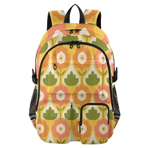 DIXRUYEE Flower Backpack for School 14”Laptop Compatible with Reflective Safety Strips