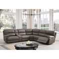 thumbnail image 2 of ACME Kantu Faux Leather Upholstered Motion Sectional Sofa in Brown, 2 of 9