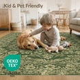 thumbnail image 4 of ODIKA 8'x10' Washable Area Rug Floral Medallion With Distressed Scroll Border Accents Vintage Flowing Dynamic for King Size Bedroom Under Bed, Master Suite, Non-Shedding, Easy Care, 4 of 7