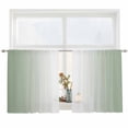 thumbnail image 2 of Sage Green Ombre Semi Sheer Window Curtains 45 Inches Long, Sage Green White Gradient Modern Rod Pocket Voile Silky Chiffon Curtain Light Filtering Drapes for Living Room, Kitchen, 52"x45", 2 Panels, 2 of 9