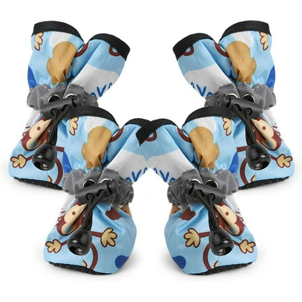 2 pares de botas para perros, zapatos para perros con animales engrosados, patrón de mono, zapatos antideslizantes impermeables para la nieve, zapatos para cachorros, calcetines, botas cortas con garra de animal, tamaño Rojo Verde Cocina, Decoración y Otros
