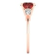 thumbnail image 3 of Three-Stone Engagement Ring for Women - 2ct Natural Garnet in 18K Rose Gold Promise Ring, 3 of 6