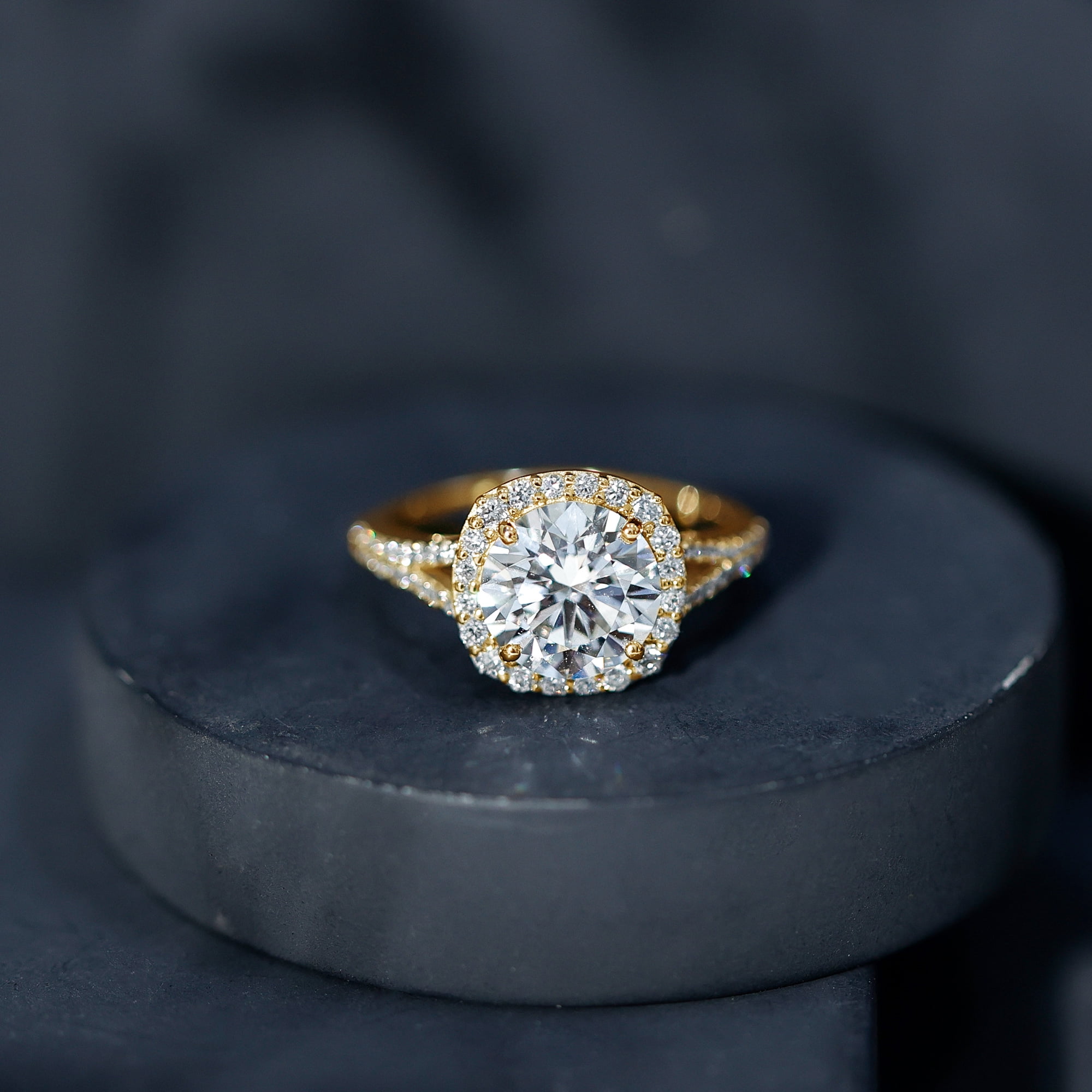 Rosec Jewels IGI Certified Lab Grown Diamond Engagement Ring 3 Carat - E-VS1 Quality Diamond Halo Ring for Women, 14K Yellow Gold, US 8.00