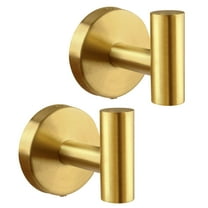 2 Pack Towel Hooks, Gold SUS304 Stainless Steel Coat Robe Clothes Hook Modern Wall Hook Holder for Bathroom Kitchen Garage Hotel Wall Mounted