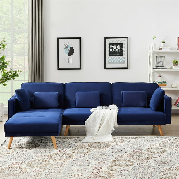 Convertible Futon Sofa Bed, Modern Tufted Upholstered Sleeper Sofa