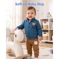 thumbnail image 4 of KIMI BEAR 12 Months Infant Baby Boy Layette Set 18 Months Winter Clothes 3 Packs Rompers Pants Coat with Hat Gloves Outfits Set Essentials Clothing Blue, 4 of 9