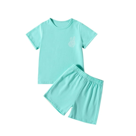 MHZLDYZ Toddler Boy Sets Toddler Boys Girls Short Sleeve Solid T Shirt Tops Shorts Outfits 4 Year Old Boy Clothes Toddler Boy Clothes 2T(Blue2,120)