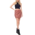 thumbnail image 6 of MixMatchy Women's Slim Fit Faux Leather Side Zipper Bodycon Mini Skirt, 6 of 6
