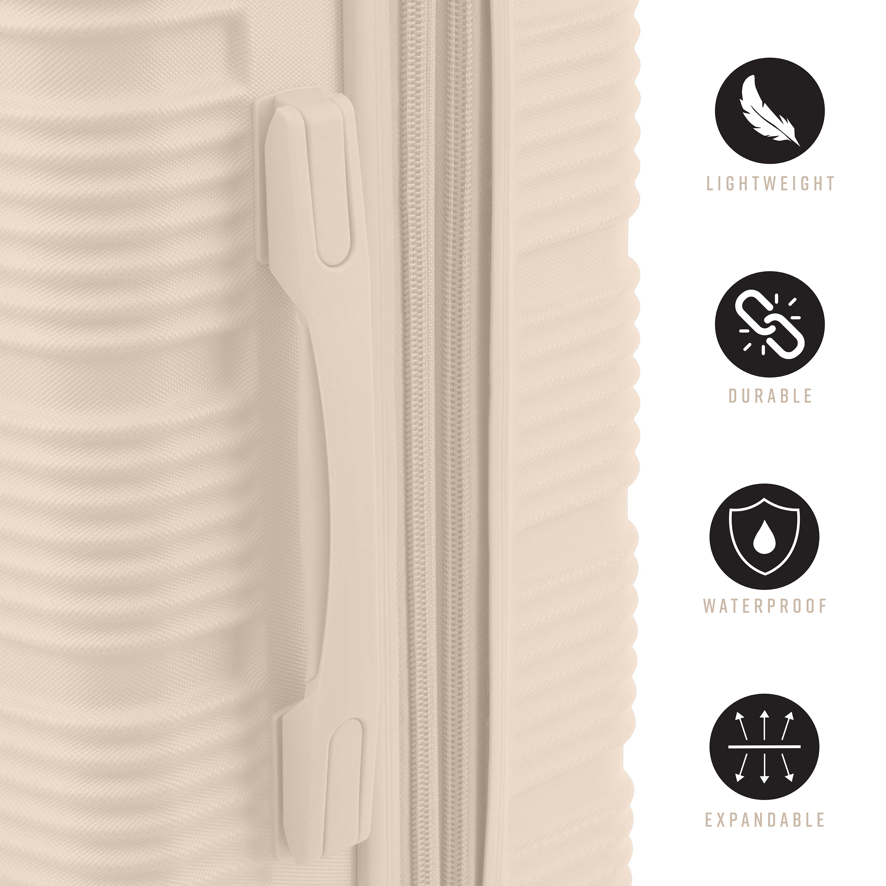 G-Force 3 Piece Expandable Rolling Luggage Set in Ivory