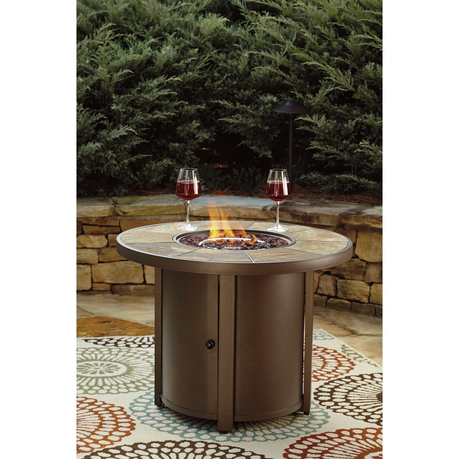 Gas Fire Pit Table Set Fire table outdoor pit patio round furniture outside kit homesfeed