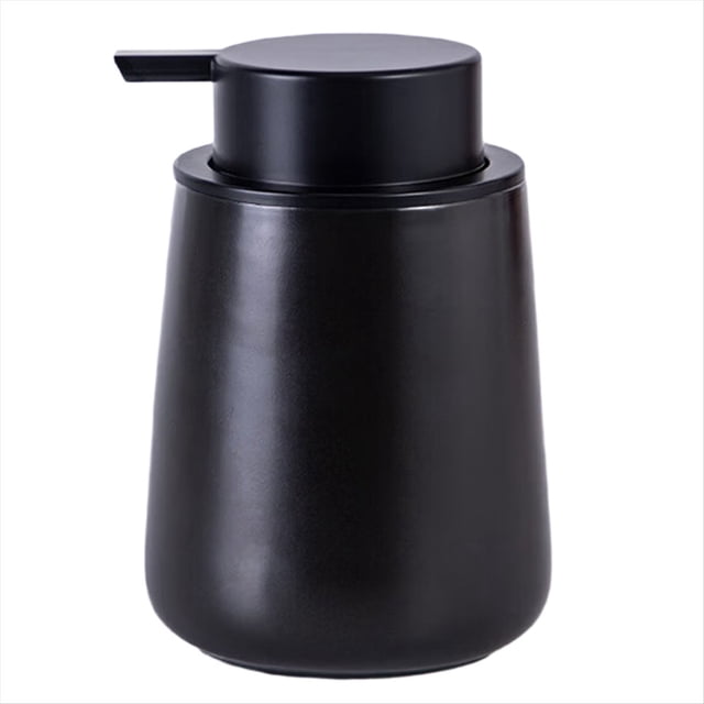 Dispensador de Jabón Líquido de Cerámica de 400 Ml con Cabezal de Bomba, Color Negro.