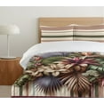 thumbnail image 4 of Ambesonne Floral Duvet Cover Set, Tropical Huddles Narcissus, Queen, Peacock Green Multicolor, 4 of 4