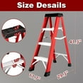 thumbnail image 3 of CQSXDA 41" Fiberglass Step Ladder, 500 lb Capacity, Non-Conductive Insulated Ladder with Non-Slip Feet, Red, 3 of 11