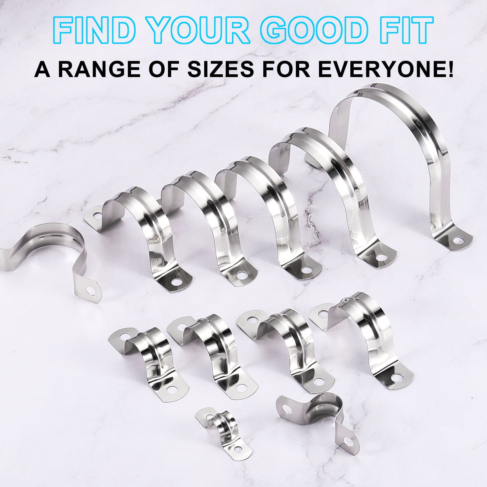 Uxcell 50pcs 3-Inch 75mm Conduit Clamps M75 U Tube Pipe Clamp Stainless Steel Rigid Pipe Strap Bracket