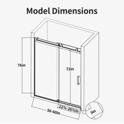 BARONAGE Frameless Single Sliding Soft-Close Shower Door(Countbuffer) 56-60 in. x 76 in , 3/8 (10mm) Clear Tempered Glass, Reversible Installation Easy Glide Rollers Sliding Shower Door Chrome