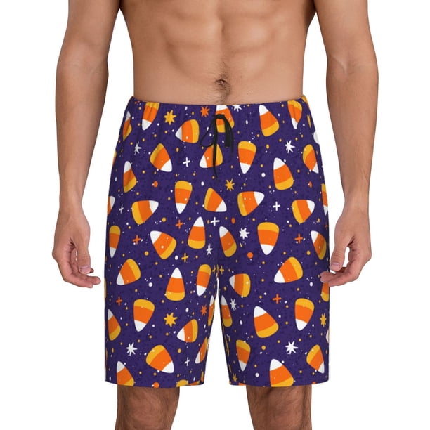 Fotbe Candy Corn (2) Pantalones Cortos de Pijama para Hombre, Ropa de Dormir, Pantalones de Pijama Cortos para Hombre-Large