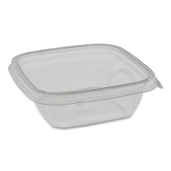 12 oz Recycled PET Square Base Salad Container Bowl, Clear