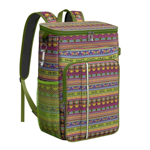 Stripes Cooler Backpack - 20L Insulated Soft Cooler Bag, Symmetrical Design for Beach & Travel