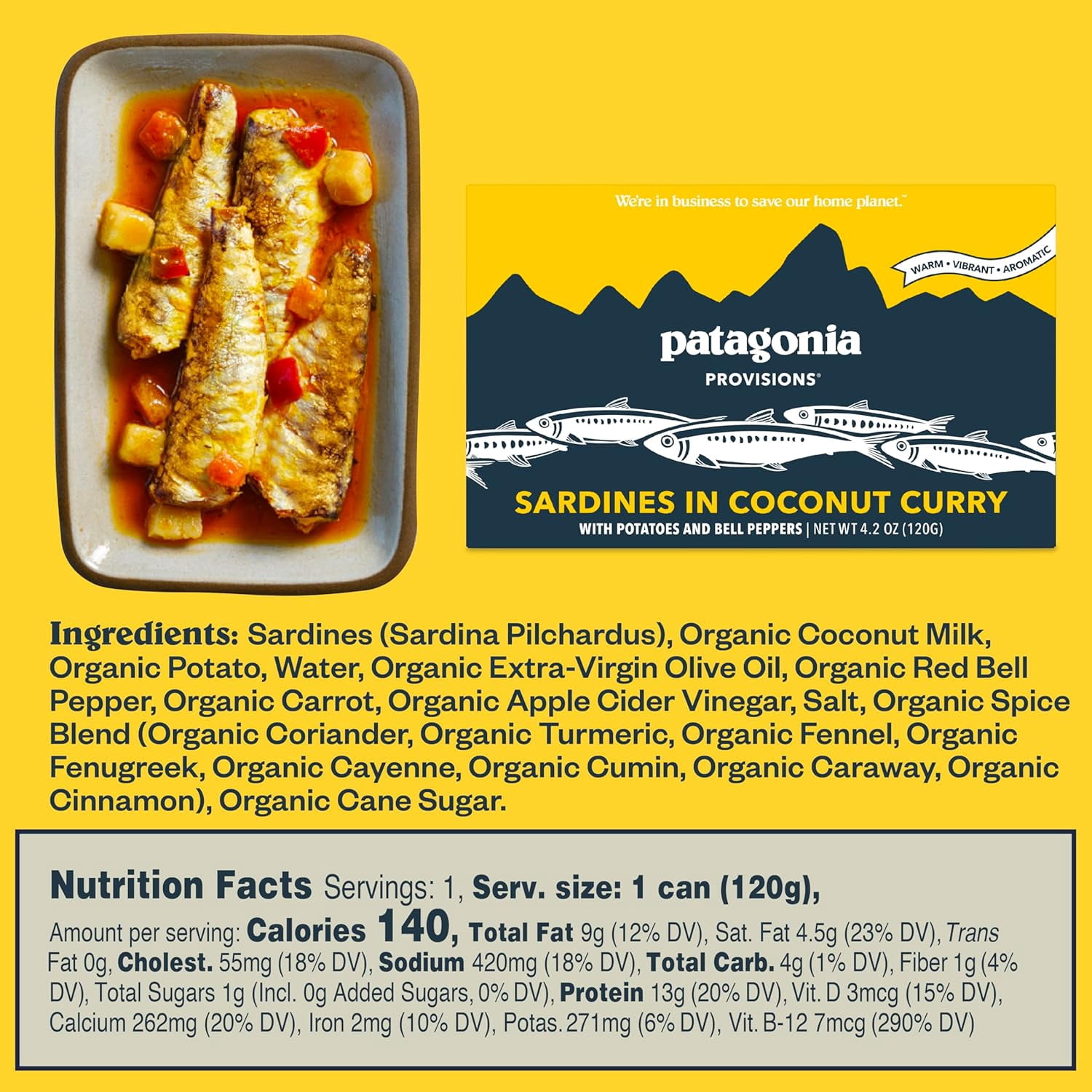 (Pack Of 10) Patagonia Provisions Sardines Coconut Curry 4.2 Oz