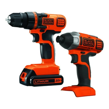 BLACK DECKER 20-Volt MAX* 1.5 Ah Cordless Lithium-Ion Drill And Impact Driver Combo Kit, BD2KITCDDI