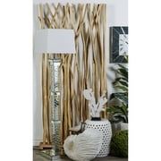 DecMode 80" x 40" Tan Teak Wood Rustic Room Divider Screen