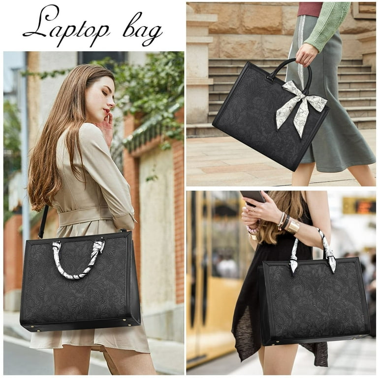  Laptop Bag for Women 15.6 Inch Tote Waterproof Leather