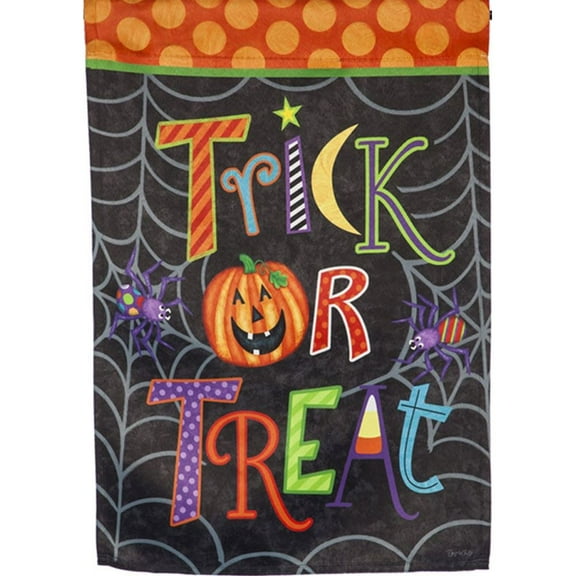 Evergreen Suede Reflections Garden Flag - Trick-or-Treat