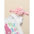 thumbnail image 5 of TSEXIEFOOFU Infant Baby Girl Easter Clothes Set, Embroidered Short-sleeved Jumpsuit + Colorful Ruffled Tulle Skirt + Leg Warmer + Headband, 5 of 9