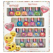 Townley Girl Emoji Super Sparkly Peel-Off Nail Polish Deluxe Present Set for Girls, 18 Colors