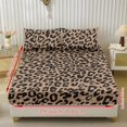 thumbnail image 2 of Qpednta Leopard Print Fitted Sheet Set, Comfortable Breathable 3 Piece Sheet Set with 1 Fitted Sheet and 2 Pillowcases, Deep Pocket All‑Season Bedding Set for Student Dorm Bedroom, 2 of 7