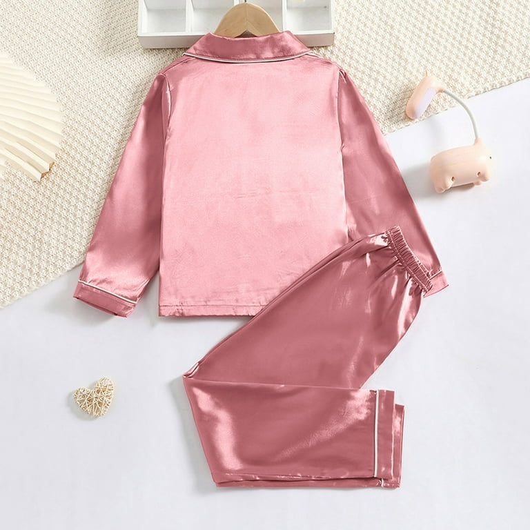 Lojoutye 2025 NEW Girls Sleepwear Robes Girls Satin Pajamas Set