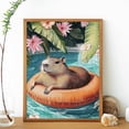 thumbnail image 2 of Capybara on A Pool Float Maximalist Canvas Wall Art Perfect Housewarming Gifts, Unique Animal Eclectic Wall Decor for Bathroom, Living Room (12x16inch, Unframed), 2 of 4