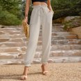 thumbnail image 4 of Pantalones Bombachos Pantalones con cordón para mujer Pantalones casuales con cordones para mujer Traje de vacaciones (Blanco M) Cgtredaw para Mujer Blanco T S, 4 of 7