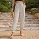 thumbnail image 4 of Pantalones Bombachos Pantalones con cordón para mujer Pantalones casuales con cordones para mujer Traje de vacaciones (Blanco M) Cgtredaw para Mujer Blanco T S, 4 of 7