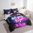 thumbnail image 3 of Manfei Gamer Gaming 7 Pieces Bedding Comforter Set,Modern Gamepad Full Bedding Set,Pink Glitter Print Fitted Sheet Flat Sheet For Teens,Breathable Home Decor Reversible, 3 of 8