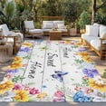 thumbnail image 2 of Spring Wildflowers Outdoor Rug for Patio/Deck/Porch, Non-Slip Large Area Rug 5 x 8 Ft, Watercolor Floral Leaf Wood Grain Indoor Outdoor Rugs Washable Area Rugs, Reversible Camping Rug Carpet Runner, 2 of 8