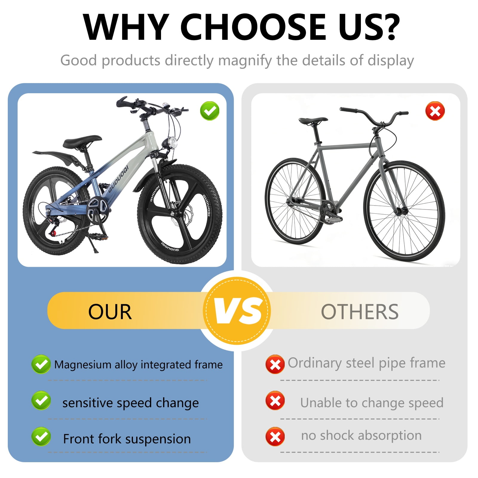 SHINPT 20in Mountain Bike for Boys and Girls Ages 7-14, 7-Speed Youth Bicycle with Magnesium Alloy Frame & One-Piece Wheels, Lightweight Kids Bike for Road, Dirt, Grass, Perfect Birthday Gift