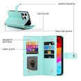 thumbnail image 3 of Decase for iPhone 15 Pro Case, Zipper Wallet Leather Case with Money Pocket 9 Card Slots Wrist Strap, Purse Clutch with Magnetic Flip Case for iPhone 15 Pro,Mint, 3 of 9