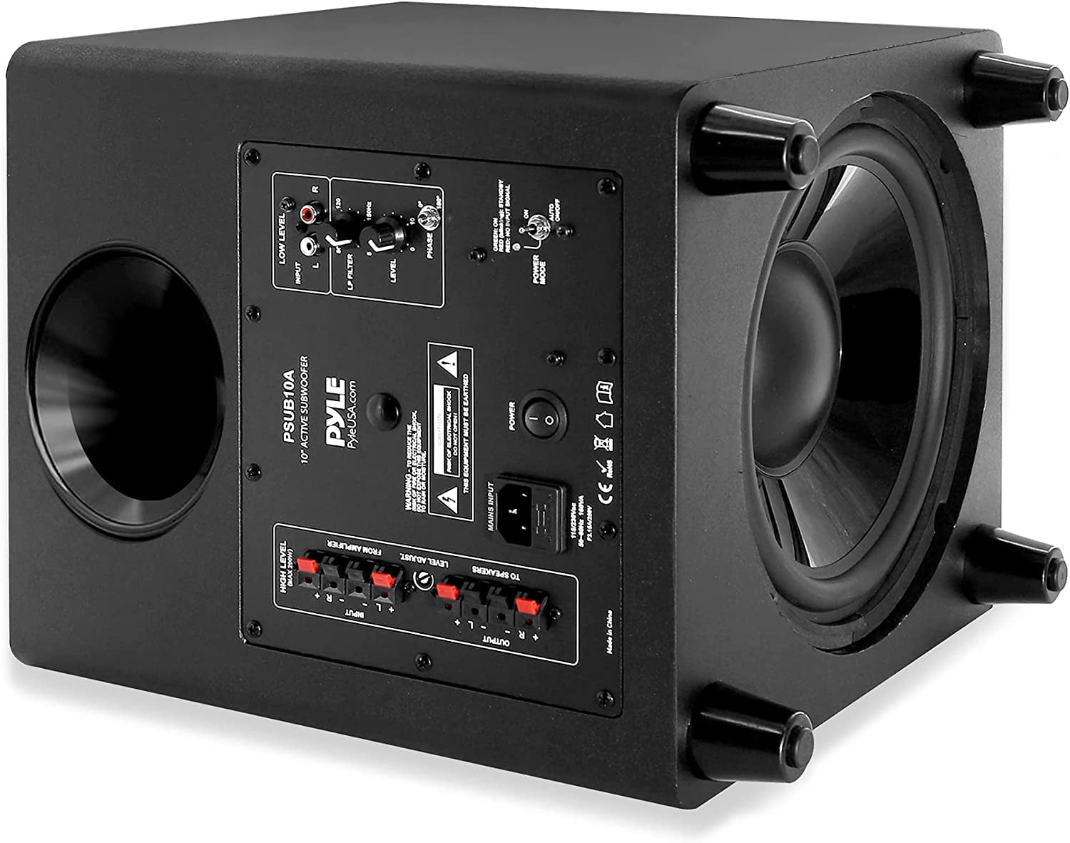 Pyle Active Down Firing Subwoofer - 10 Inches, Ported with High-to-Low Input Level Controller, Invisible Down-Firing Speaker, Black, Built-in Convenience - Walmart.com