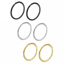 DESIGNICE 24 Gauge Nose Stud Small Nose Ring Hoop 6 Pcs Non Pierced Clip on Closure Round Ring Nose Rings Set Non Piercing Swirl Septum Nose Ring